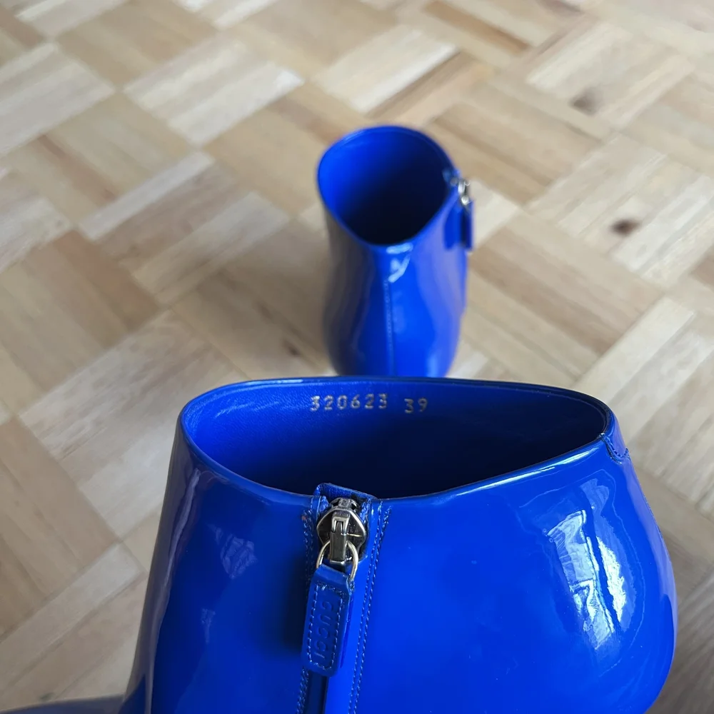 Blue Patent Leather Ankle Boots - Picture 4 of 8